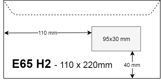 kuvert med tryck E65 H2