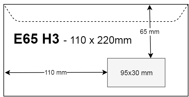 kuvert med tryck E65 H3