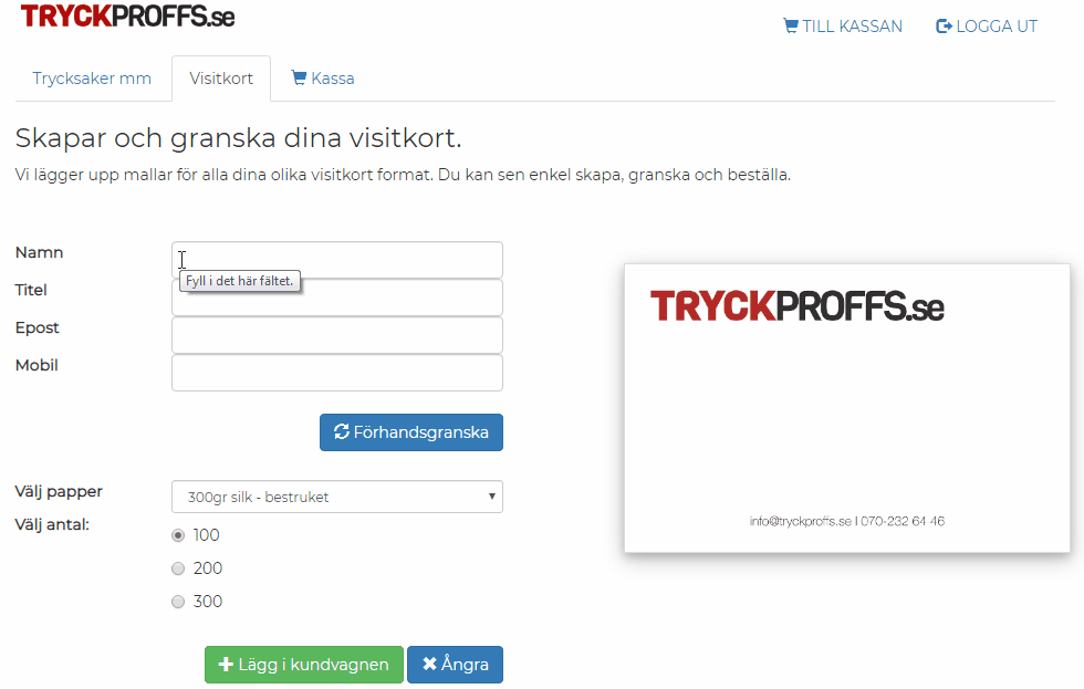 demo shop tryckproffs